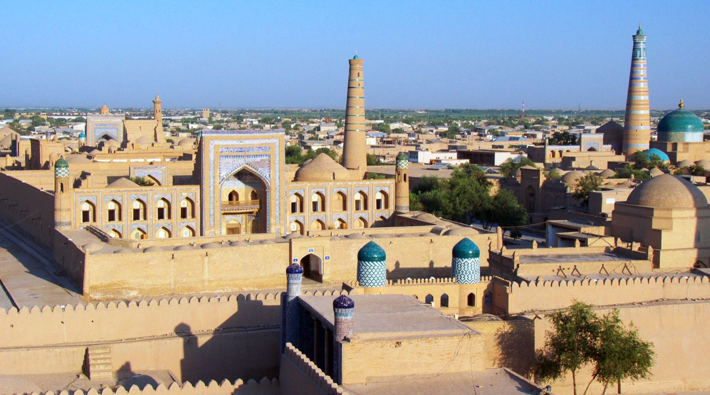 Rooftops of Khiva's walled inner city Ichan Kala, seen from the ramparts